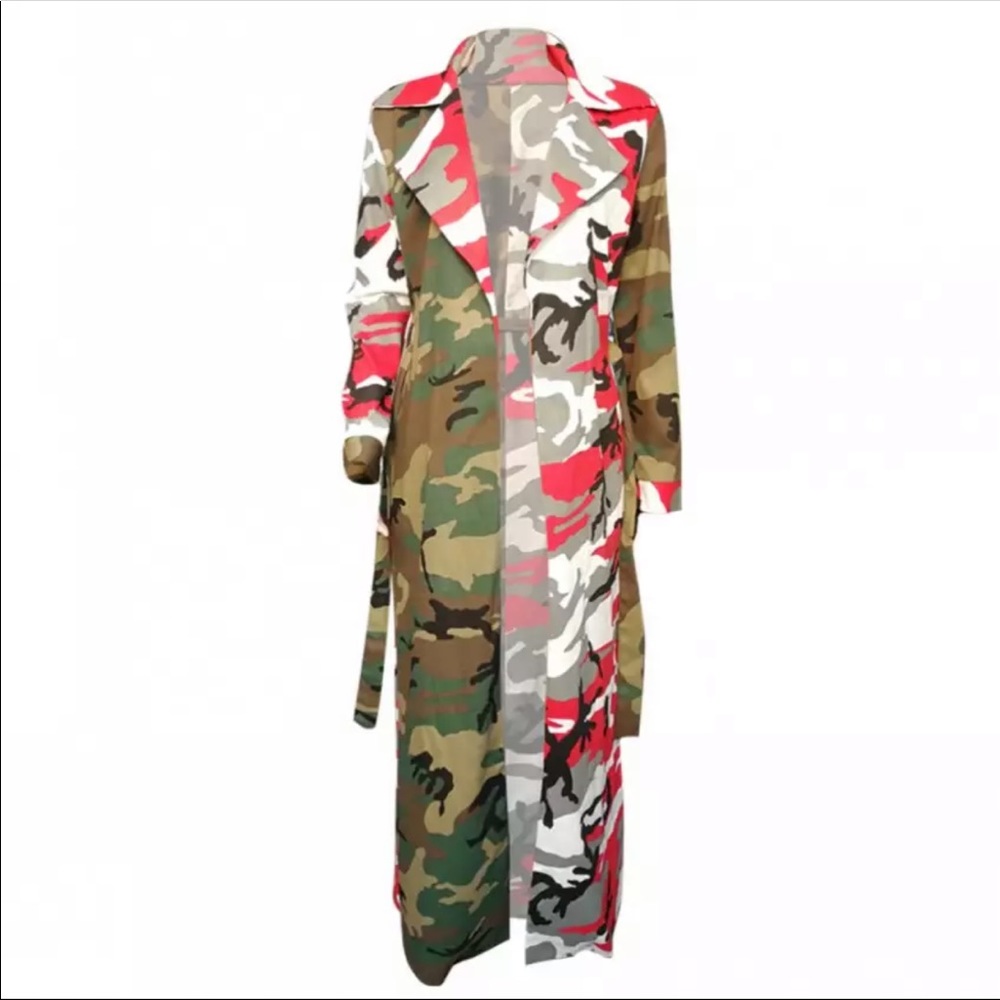 Multicolored  Army fatigue trench coat😳💕 new